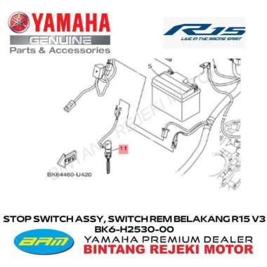 STOP SWITCH ASSY, SWITCH REM BELAKANG R15 V3 BK6-H2530-00