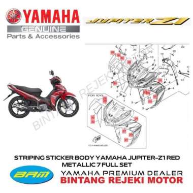 STRIPING STICKER BODY YAMAHA JUPITER-Z1 RED METALLIC 7 FULL SET