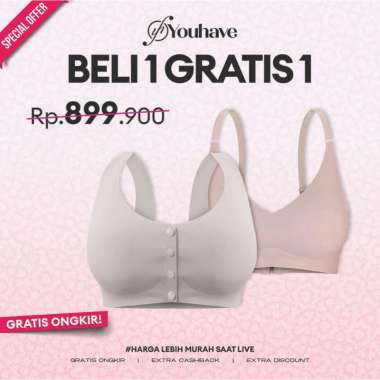 YOUHAVE PAKET BELI 1 GRATIS 1 PCS SEAMLESS PREMIUM KANCING DEPAN 100154 + BRA SEAMLESS BUSA TANPA KA