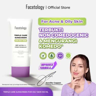 FACETOLOGY TripleCare Sunscreen | Acne Sunscreen SPF 40 PA +++ 40ml Original - Facetology Sunscreen 
