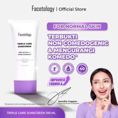 FACETOLOGY TripleCare Sunscreen | Acne Sunscreen SPF 40 PA +++ 40ml Original - Facetology Sunscreen 