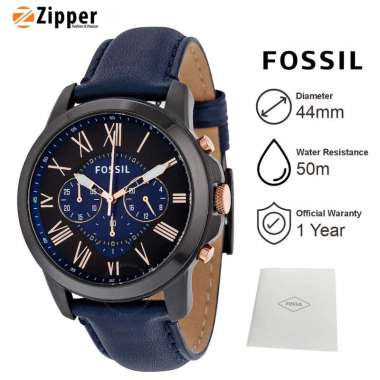 Jam Tangan Pria Fossil Grant FS5061 Chronograph 44mm Navy Leather Strap