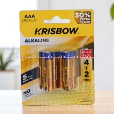 Krisbow AAA 6pcs Alkaline A A A Batrai Baterai Ukuran A3 Bettery Batre Kecil Untuk Remote Senter Kri