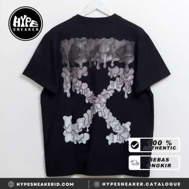 Kaos OFF WHITE MELT ARROW GREY BLACK TSHIRT 100% ORIGINAL XS