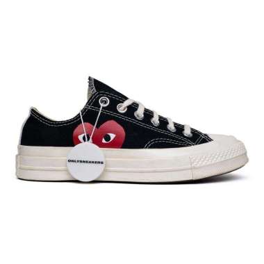 CONVERSE X CDG PLAY LOW BIG HEART BLACK (100% AUTHENTIC) 37
