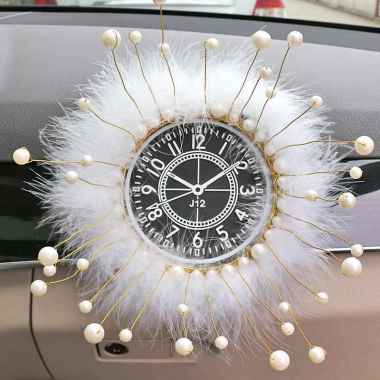 IMPORT PREMIUM QUALITY Pajangan Dashboard Mobil Motif Angsa Anti Slip Bulu Pajangan Swan JAM MUTIARA