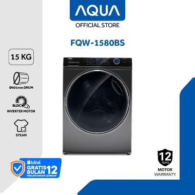 Aqua Elektronik FQW-1580BS Mesin Cuci Front Loading 15 Kg - Big 601 mm Drum Inverter, Steam Wash