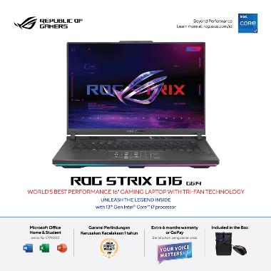 Asus Rog Strix G G614JU-I745J8G-O Gaming Laptop - Gray [I7-13650HX/16GB DDR5/512GB G4/RTX4050 6GB/RGB Key/16" FHD 165HZ/WIN11/OHS21] FREE bag + Mouse