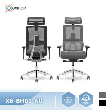 Oxihom FX6 Kursi Kantor Gaming Kursi Belajar Jaring Hidrolik Ergonomis Hitam - Abu