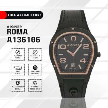 Aigner Roma A136106 Black Rosegold - Jam Tangan Pria Original