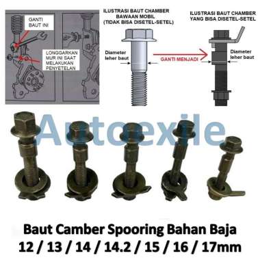 Baut Chamber Spooring Mobil 12 13 14 14.2 15 16 17 mm Chember Cember Camber Align Bolt 12mm 13mm 14m