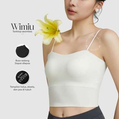 Wimiu Tanktop Seamless Tank Top Bh Busa Tanpa Kawat Bralette Sport Bra Wanita Crop Top 100186 Black 