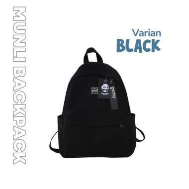 Goto Munli Backpack Tas Sekolah Ransel Laptop Kuliah Kerja Wanita BIG BLACK