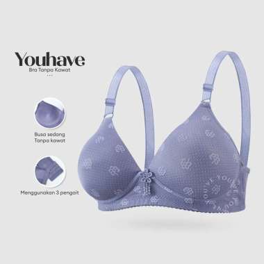 You’ve ( YouHave ) Bra Tanpa Kawat Busa Standar kait 3 Setara Cup A-B Lembut Nyaman Dipakai Bh Haria