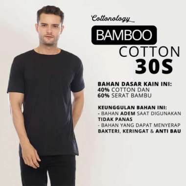 Cottonology Kaos Katun Bambu Hitam Premium XL
