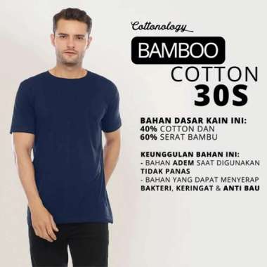 Cottonology Kaos Katun Bambu Navy Premium M