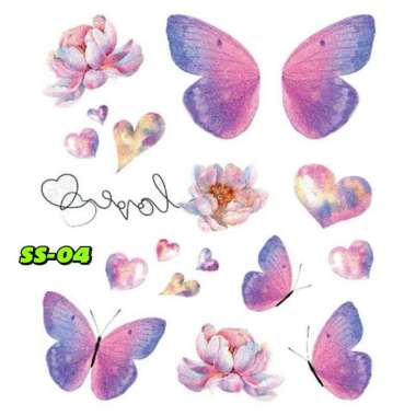 Stiker Tato Wajah Bentuk Kupu-Kupu/Stiker Sayap Kupu-Kupu Berkilau/Tato Wajah Tubuh Tangan Sementara