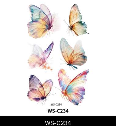 Stiker Tato Wajah Bentuk Kupu-Kupu/Stiker Sayap Kupu-Kupu Berkilau/Tato Wajah Tubuh Tangan Sementara