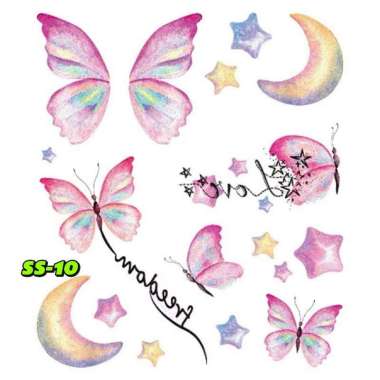 Stiker Tato Wajah Bentuk Kupu-Kupu/Stiker Sayap Kupu-Kupu Berkilau/Tato Wajah Tubuh Tangan Sementara