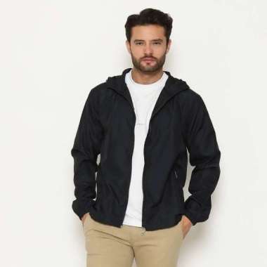 Cottonology Jaket Pouch Training Olahraga Hitam XL