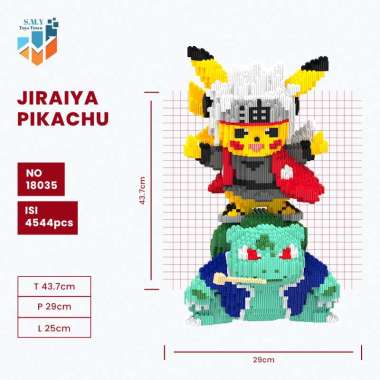 SMY Nano Blocks Pikachu Cosplay Edition 3D Model, Mainan Blok Susun, Blok Konstruksi DIY, Dekorasi H
