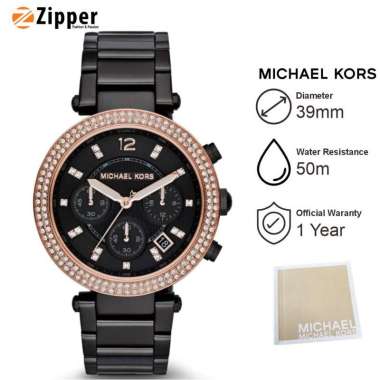 Jam Tangan Wanita Michael Kors MK5885 Chronograph Stainless Steel Black Gold