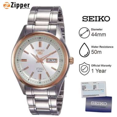 Jam Tangan Pria Seiko 5 Sports SNKN90K1 Automatic Silver Dial Stainless Steel Strap Silver/Gold