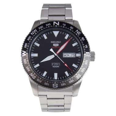 Jam Tangan Pria Seiko 5 Sports SRP669K1 Automatic Black Dial Stainless Steel Strap Black Silver