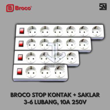 BROCO STOP KONTAK + SAKLAR SWITCH NONCP 3, 4, 5 DAN 6 LUBANG 6 L 15461