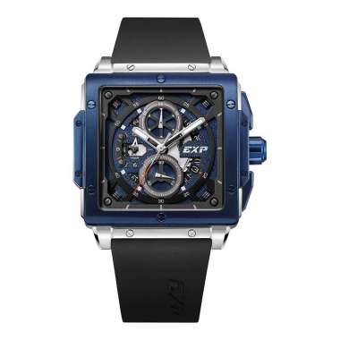 Jam Tangan Pria Expedition Chronograph E 6844 MC RTUBU Men Blue Dial Black Rubber Strap