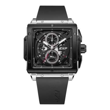 Jam Tangan Pria Expedition Chronograph E 6844 MC RTBBA Men Black Dial Black Rubber Strap