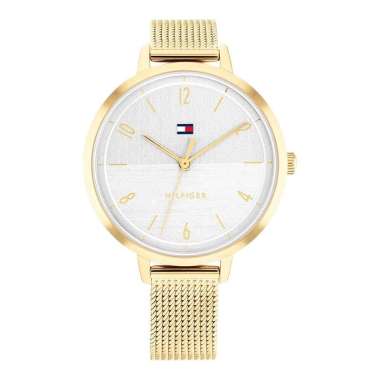 Jam Tangan Wanita Tommy Hilfiger Florence 1782579 Silver Dial Gold Stainless Steel Mesh Strap