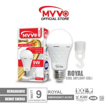 MYVO Lampu LED Royal Tipe 9 Emergency AC/DC Bohlam Cahaya Putih