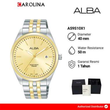 Jam Tangan Pria Alba Prestige AS9S10X1 Gold Dial Dual Tone Stainless Steel