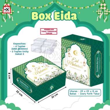 Box Lebaran Eida untuk Kue, Roti 22x22x8cm / Dus Idul Fitri (1 lbr)
