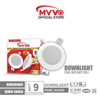 MYVO Lampu LED Downlight 9 Watt Panel Round Inbow Cahaya Putih