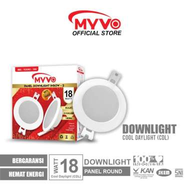 MYVO Lampu LED Downlight 18 Watt Panel Round Inbow Cahaya Putih