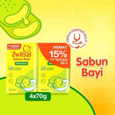 Paket Hemat 4 Pcs Zwitsal Sabun Bayi - Baby Bar Soap Classic 70g 1 Pcs