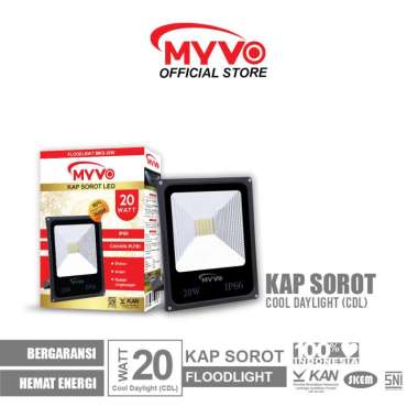 MYVO Lampu LED Kap Sorot 20 Watt IP66 Floodlight Cahaya Putih