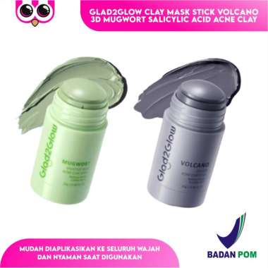 GLAD2GLOW CLAY MASK STICK VOLCANO 3D MUGWORT SALICYLIC ACID ACNE CLAY MASKER WAJAH FACIAL MASK GLAD