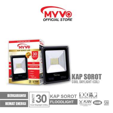 MYVO Lampu LED Kap Sorot 30 Watt IP66 Floodlight Cahaya Putih