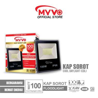 MYVO Lampu LED Kap Sorot 100 Watt IP66 Floodlight Cahaya Putih
