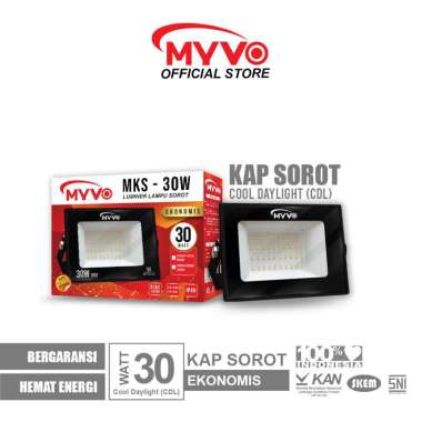 MYVO Lampu LED Kap Sorot Slim 30 Watt Ekonomis IP66 Cahaya Putih