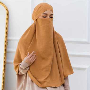 Lozy Hijab - Halima French Khimar (Hijab 2in1 Niqab) Sudan Brown