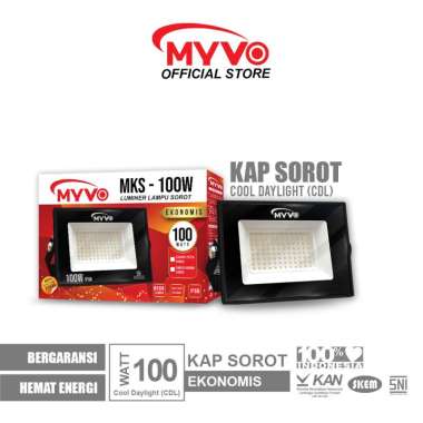 MYVO Lampu LED Kap Sorot Slim 100 Watt Ekonomis IP66 Cahaya Putih