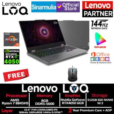Lenovo LOQ Gaming Ryzen 7 8845HS RTX4050 512GB SSD 8GB 144Hz IPS Win11
