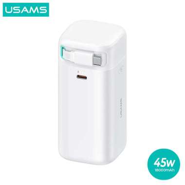 USAMS XMF Powerbank Fast Charging PD45W 18000mAh Kabel Magnetic Type C Putih