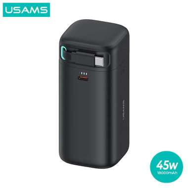 USAMS XMF Powerbank Fast Charging PD45W 18000mAh Kabel Magnetic Type C Hitam
