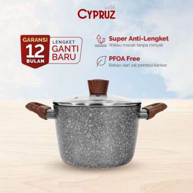 Cypruz Marble Series Gg.Coklat Kayu: Panci Tinggi+Tutup 24cm 6X1