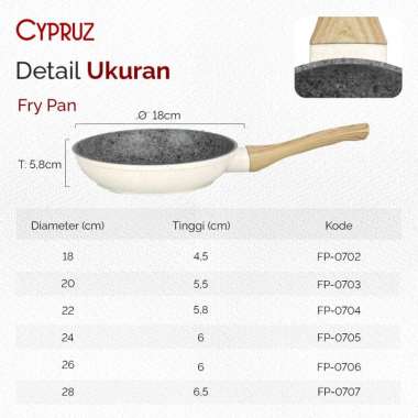 Cypruz White Granite Fry Pan / Wajan Tebal Anti Lengket 26cm